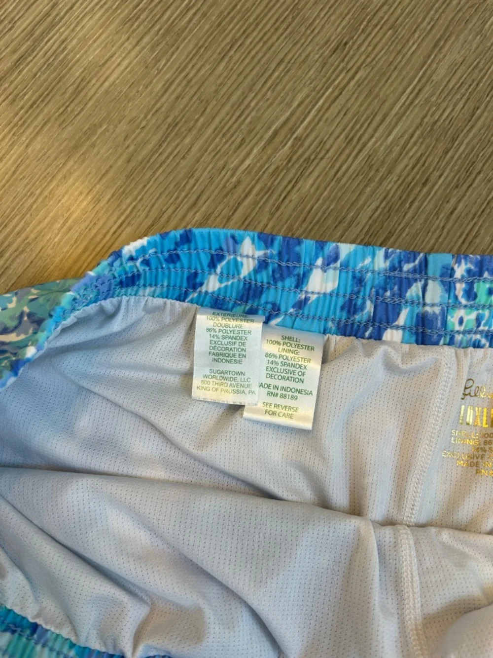 Lilly Pulitzer Blue Aqua Floral-Print Women's Athletic Shorts - Picture 4 of 5